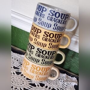 Vintage Soup and Crackers Mug Set - Multicolor